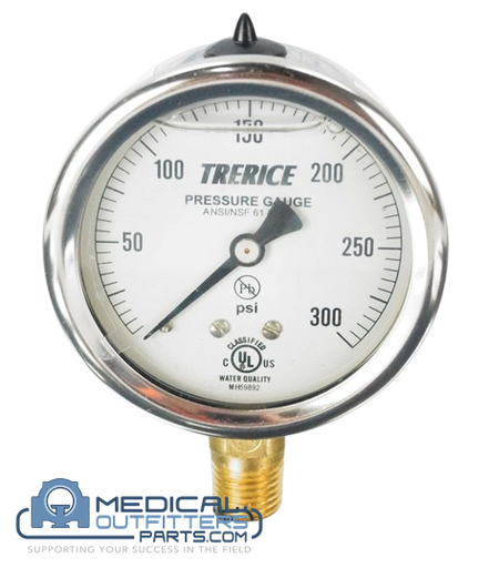 [D82LFB2502LA140, D82LFB 21/2"] Trerice D80 Series Industrial Gauge, 0-300PSI, 1/4 NPT LM, PN D82LFB2502LA140, D82LFB 21/2"
