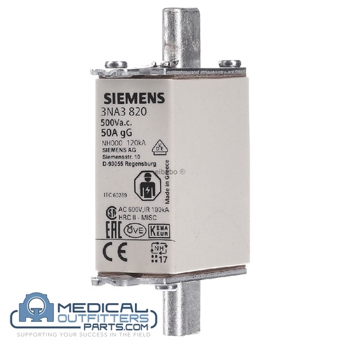 [7757891, 3NA3820] Siemens Fluoro Sireskop CX CX33 NH Fuse 50A, 500V, Car. gG, BG000, PN 7757891