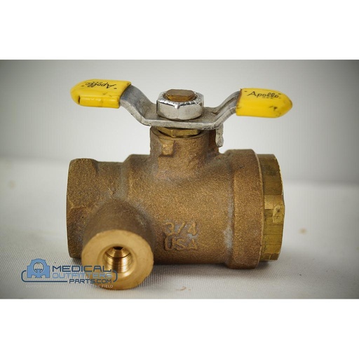 [45221502346] Philips MRI 1.5T Non-Magnetic Yellow Ball Valve, PN 45221502346