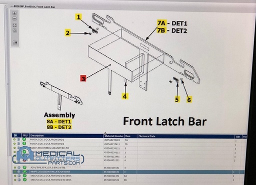 [453560060671] Philips BrightView NMPT, Collision SW Latch Front, PN 453560060671