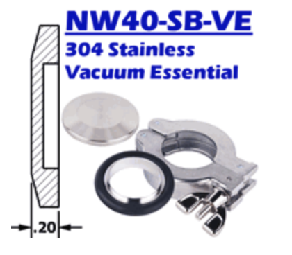 [NW40-SB-VE] NW40 Stainless Blank with Clamp & Ring, PN NW40-SB-VE